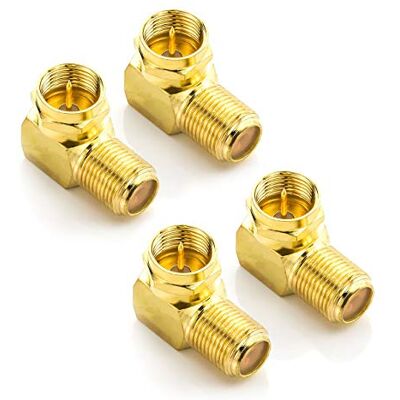 deleyCON Lot de 4 adaptateurs satellite coudés à 90° pour câble coaxial F femelle satellite coudé F deleyCON Lot de 4 adaptateurs satellite coudés à 90° pour câble coaxial F femelle satellite coudé F