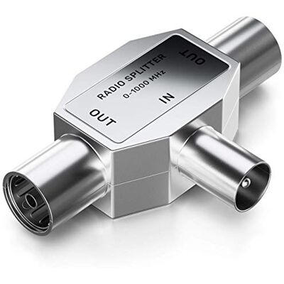 deleyCON Répartition Antenne T-Couplage Distributeur deux Appareils pour la Radio T-Adaptateur Couplage Coaxial 2x Prise Coaxiale Argent deleyCON Répartition Antenne T-Couplage Distributeur deux Appareils pour la Radio T-Adaptateur Couplage Coaxial 2x Prise Coaxiale Argent
