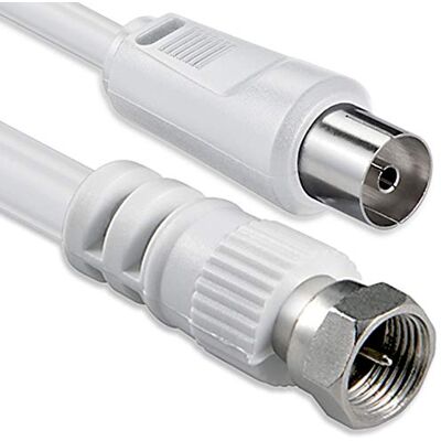 1aTTack.de Câble adaptateur d'antenne SAT 5,0 mètres 2x fiche F blindée > prise coaxiale SAT blanc F-Coax Ku 80db 1aTTack.de Câble adaptateur d'antenne SAT 5,0 mètres 2x fiche F blindée > prise coaxiale SAT blanc F-Coax Ku 80db