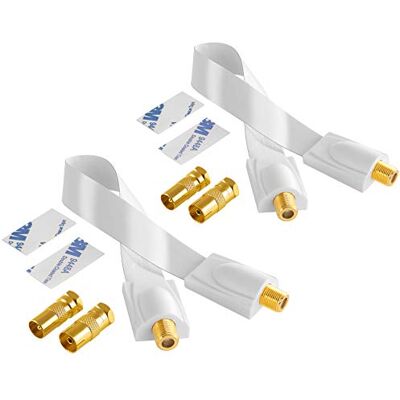 POPPSTAR 2x passe fenêtre SAT de 28cm (câble coaxial très plat 0,2mm), 2x connecteur F (1x vers connecteur d'antenne IEC, 1xprise-F), 4 pads adhésifs incl.,contacts plaqués or, blanc POPPSTAR 2x passe fenêtre SAT de 28cm (câble coaxial très plat 0,2mm), 2x connecteur F (1x vers connecteur d'antenne IEC, 1xprise-F), 4 pads adhésifs incl.,contacts plaqués or, blanc