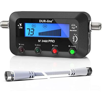 DUR-line SF 2460 Pro Pointeur satellite numérique précis pour aligner votre parabole satellite avec câble F, signal sonore, écran LCD, détection satellite, Astra, Hotbird DUR-line SF 2460 Pro Pointeur satellite numérique précis pour aligner votre parabole satellite avec câble F, signal sonore, écran LCD, détection satellite, Astra, Hotbird