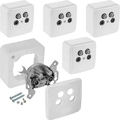 POPPSTAR 5x SAT Doos (4-poort Antennecontactdoos), Socket voor SAT, Tv en Kabel Aansluiting (Digitaal/Analoog), aan Oppervlak/Ingebouwd POPPSTAR 5x SAT Doos (4-poort Antennecontactdoos), Socket voor SAT, Tv en Kabel Aansluiting (Digitaal/Analoog), aan Oppervlak/Ingebouwd