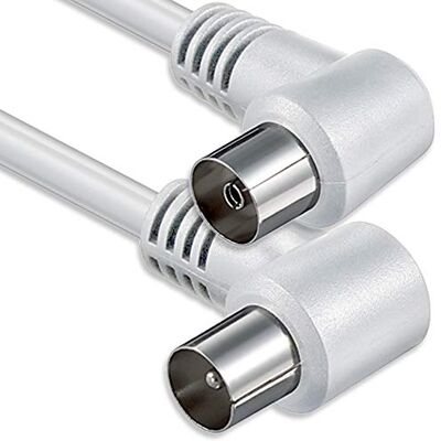 1aTTack.de Câble d'antenne coudé de 2,5 m 2 fiches coaxiales blindées à 90° Fiche coaxiale 90° Blanc St-Ku (2 x coudés) 80 dB 1aTTack.de Câble d'antenne coudé de 2,5 m 2 fiches coaxiales blindées à 90° Fiche coaxiale 90° Blanc St-Ku (2 x coudés) 80 dB