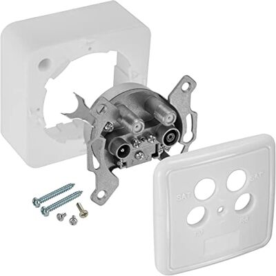 POPPSTAR 1x SAT Doos (4-poort Antennecontactdoos), Socket voor SAT, Tv en Kabel Aansluiting (Digitaal/Analoog), aan Oppervlak/Ingebouwd POPPSTAR 1x SAT Doos (4-poort Antennecontactdoos), Socket voor SAT, Tv en Kabel Aansluiting (Digitaal/Analoog), aan Oppervlak/Ingebouwd