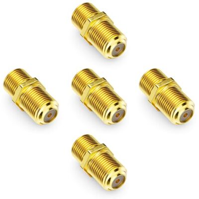 deleyCON 5 Pièces Adaptateur SAT Connecteur Rallonger le Câble Coaxial 2x F Femelle Écrou Étroit Plaqué or pour Câble Satellite BK deleyCON 5 Pièces Adaptateur SAT Connecteur Rallonger le Câble Coaxial 2x F Femelle Écrou Étroit Plaqué or pour Câble Satellite BK