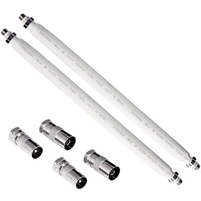 POPPSTAR 2x Câble plat passe-fenêtre SAT 31,5 cm, blanc, 4 connecteurs F (2 mâles, 2 femelles) POPPSTAR 2x Câble plat passe-fenêtre SAT 31,5 cm, blanc, 4 connecteurs F (2 mâles, 2 femelles)