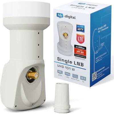 HB-DIGITAL Universal Single LNB Blanc UHD 4K Full HD DVB-S/S2 Facteur de bruit de 0,1 dB pour un récepteur satellite (connexion directe) Contacts dorés Protection contre les intempéries HB-DIGITAL Universal Single LNB Blanc UHD 4K Full HD DVB-S/S2 Facteur de bruit de 0,1 dB pour un récepteur satellite (connexion directe) Contacts dorés Protection contre les intempéries
