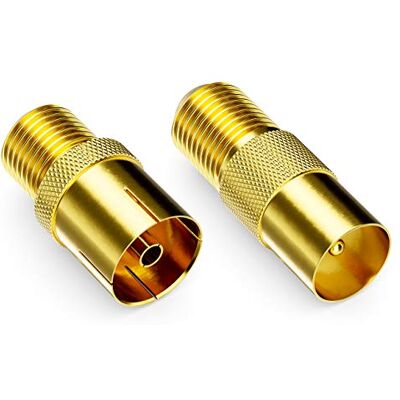 deleyCON SAT Adaptateur SET Connecteur F au Câble d'Antenne Couplage F Couplage Coaxial Prise F sur 1x IEC Fiche d'Antenne et 1x Prise d'Antenne IEC deleyCON SAT Adaptateur SET Connecteur F au Câble d'Antenne Couplage F Couplage Coaxial Prise F sur 1x IEC Fiche d'Antenne et 1x Prise d'Antenne IEC