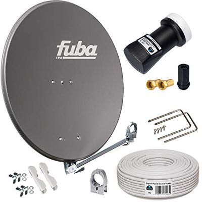 HB-DIGITAL Fuba Antenne satellite DAL 800A anthracite en aluminium Réflecteur LNB simple 1 participants UHD noir + câble coaxial satellite HQ-135 Pro 4 blindages + fiche F plaquée or 80 cm HB-DIGITAL Fuba Antenne satellite DAL 800A anthracite en aluminium Réflecteur LNB simple 1 participants UHD noir + câble coaxial satellite HQ-135 Pro 4 blindages + fiche F plaquée or 80 cm