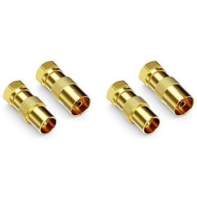 deleyCON 4 Pièces Adaptateur de Câble SAT comme Set Connecteur F sur 2x Prise D'antenne & 2x Prise D'antenne Connecteur D'antenne Coaxial Coupleur pour Câble Coaxial Câble D'antenne deleyCON 4 Pièces Adaptateur de Câble SAT comme Set Connecteur F sur 2x Prise D'antenne & 2x Prise D'antenne Connecteur D'antenne Coaxial Coupleur pour Câble Coaxial Câble D'antenne