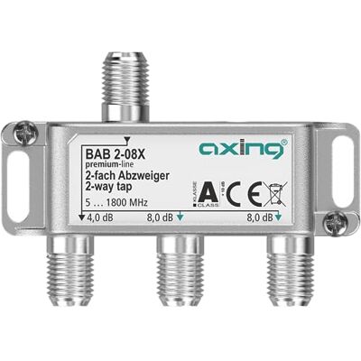 Axing BAB 2-08X Dérivateur 2 voies 8 dB 5-1800 MHz TV Data Internet Télévision par câble Axing BAB 2-08X Dérivateur 2 voies 8 dB 5-1800 MHz TV Data Internet Télévision par câble