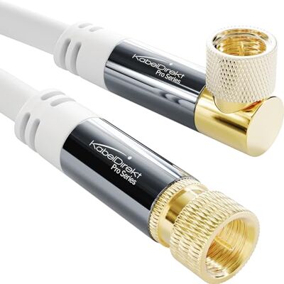 KabelDirekt – Câble Satellite & Antenne TV – 10m, 90°/droit, blanc KabelDirekt – Câble Satellite & Antenne TV – 10m, 90°/droit, blanc
