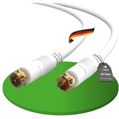conecto Câble d'antenne SAT Câble coaxial Câble de satellite TV 3,00m double blindage connecteur F, pour HDTV, récepteur, satellite, internet, DAB, radio, blanc conecto Câble d'antenne SAT Câble coaxial Câble de satellite TV 3,00m double blindage connecteur F, pour HDTV, récepteur, satellite, internet, DAB, radio, blanc