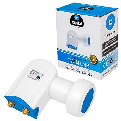 HB-DIGITAL Ultra HD Twin LNB Blanc UHD 4K Full HD DVB-S/S2 Facteur de bruit de 0,1 dB pour deux récepteurs satellite (connexion directe) Contacts dorés Protection contre les intempéries HB-DIGITAL Ultra HD Twin LNB Blanc UHD 4K Full HD DVB-S/S2 Facteur de bruit de 0,1 dB pour deux récepteurs satellite (connexion directe) Contacts dorés Protection contre les intempéries