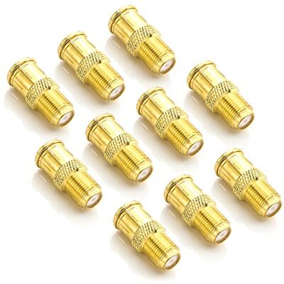 deleyCON 10 Pièces Connecteur Rapide F‑Quick Femelle vers Mâle Adaptateur sans Vis Plaqué or deleyCON 10 Pièces Connecteur Rapide F‑Quick Femelle vers Mâle Adaptateur sans Vis Plaqué or