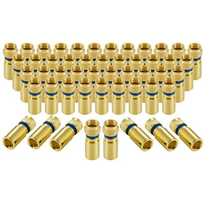 POPPSTAR 50x connecteur à Compression Sat fiche F, pour câble d'antenne coaxial TV (RG58,RG59,5-7.5mm), étanche, Embouts dorés POPPSTAR 50x connecteur à Compression Sat fiche F, pour câble d'antenne coaxial TV (RG58,RG59,5-7.5mm), étanche, Embouts dorés