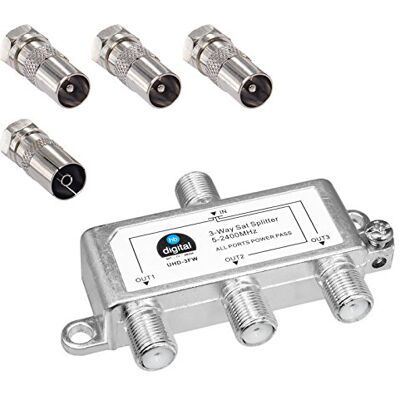 HB-DIGITAL SAT BK FM Répartiteur 3 voies (3 voies) 5-2400 MHz Compatible numérique et analogique Entièrement blindé SAT DVB-S DVB-S2 Télévision par câble DVB-C avec antennes et câble IEC HB-DIGITAL SAT BK FM Répartiteur 3 voies (3 voies) 5-2400 MHz Compatible numérique et analogique Entièrement blindé SAT DVB-S DVB-S2 Télévision par câble DVB-C avec antennes et câble IEC