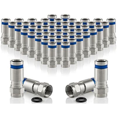 POPPSTAR POPSTAR 50x connecteur à compression SAT fiche F étanche, pour câble d'antenne coaxial TV (RG58, RG59, 5-7.5mm) POPPSTAR POPSTAR 50x connecteur à compression SAT fiche F étanche, pour câble d'antenne coaxial TV (RG58, RG59, 5-7.5mm)