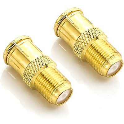 deleyCON 2 Pièces Connecteur Rapide F‑Quick Femelle vers Mâle Adaptateur sans Vis Plaqué or deleyCON 2 Pièces Connecteur Rapide F‑Quick Femelle vers Mâle Adaptateur sans Vis Plaqué or