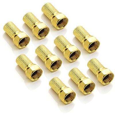 deleyCON Set de 7 Connecteurs F à Visser Plaqués or Joint en Caoutchoul Pour Câble D'antenne Coaxial Sat BK Multiswitch LNB 10 Pièces deleyCON Set de 7 Connecteurs F à Visser Plaqués or Joint en Caoutchoul Pour Câble D'antenne Coaxial Sat BK Multiswitch LNB 10 Pièces