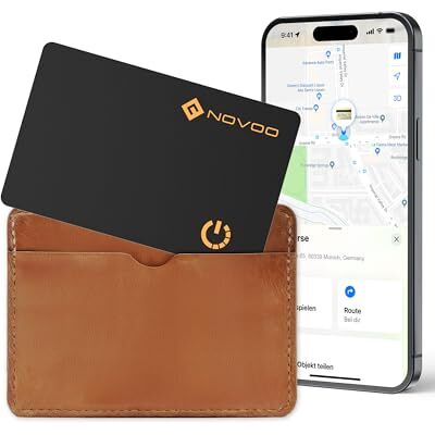 NOVOO Localisation d'articles Air Tag 1,6 mm Mince 6 Ans Traceur Carte Compatible avec App Localiser (iOS Uniquement), Bluetooth Traqueur pour Portefeuille, Étiquette de Bagage, Passeport-BK NOVOO Localisation d'articles Air Tag 1,6 mm Mince 6 Ans Traceur Carte Compatible avec App Localiser (iOS Uniquement), Bluetooth Traqueur pour Portefeuille, Étiquette de Bagage, Passeport-BK