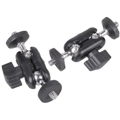 Alksubbm Lot de 2 bras magiques réglables à double tête sphérique avec clip à vis de 0,6 cm pour caméra d'action, moniteur, microphones, montage d'appareil photo Alksubbm Lot de 2 bras magiques réglables à double tête sphérique avec clip à vis de 0,6 cm pour caméra d'action, moniteur, microphones, montage d'appareil photo
