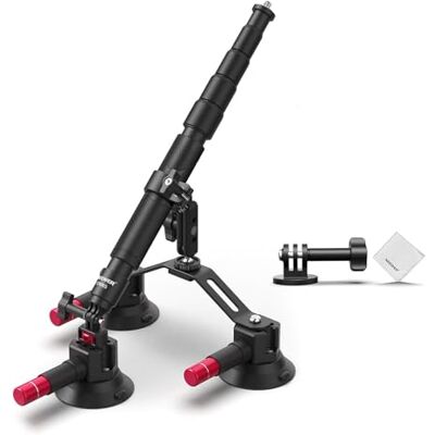 NEEWER Kit Support Voiture Triple Ventouse avec Perche à Selfie 2en 1, Bras Magique à Dégagement Rapide pour Pare-Brise Extérieur, Compatible avec GoPro Insta360 Action Cam, Chiffon Nettoyage, CA065 NEEWER Kit Support Voiture Triple Ventouse avec Perche à Selfie 2en 1, Bras Magique à Dégagement Rapide pour Pare-Brise Extérieur, Compatible avec GoPro Insta360 Action Cam, Chiffon Nettoyage, CA065