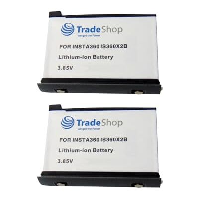 Trade-Shop Lot de 2 batteries Li-Ion 3,85 V/1800 mAh Compatible avec Insta360 ONE X2 Remplace la caméra d'action IS360 X2B Caméra d'action 360° Trade-Shop Lot de 2 batteries Li-Ion 3,85 V/1800 mAh Compatible avec Insta360 ONE X2 Remplace la caméra d'action IS360 X2B Caméra d'action 360°
