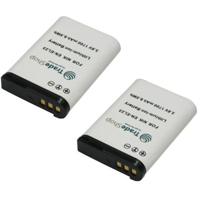 Trade-Shop Lot de 2 batteries Li-ion de rechange pour Nikon, EN-EL23, compatible avec Nikon, Coolpix B700, P900, S810c, P610, P600, P610S, P900S Trade-Shop Lot de 2 batteries Li-ion de rechange pour Nikon, EN-EL23, compatible avec Nikon, Coolpix B700, P900, S810c, P610, P600, P610S, P900S