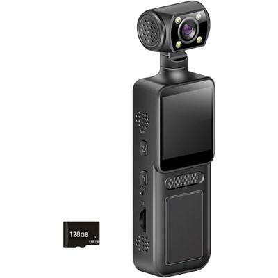 Kelisdi Caméra corporelle 4K Petit corps portable Lentille rotative à 180 degrés Action sportive en plein air Enregistrement vidéo portable Clip arrière portable Kelisdi Caméra corporelle 4K Petit corps portable Lentille rotative à 180 degrés Action sportive en plein air Enregistrement vidéo portable Clip arrière portable
