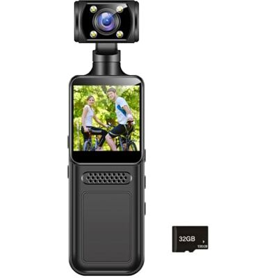 SHYYOULQE Caméra corporelle 4 K Petite caméra portable portable Lentille rotative à 180 degrés Pour le sport, l'action en plein air Caméra WiFi SHYYOULQE Caméra corporelle 4 K Petite caméra portable portable Lentille rotative à 180 degrés Pour le sport, l'action en plein air Caméra WiFi