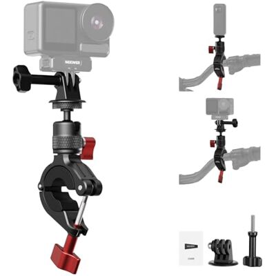 NEEWER Support de guidon de moto compatible avec caméras d'action GoPro DJI Osmo Support de serrage avec rotation à 360° pour enregistrement vidéo POV, CA165 NEEWER Support de guidon de moto compatible avec caméras d'action GoPro DJI Osmo Support de serrage avec rotation à 360° pour enregistrement vidéo POV, CA165