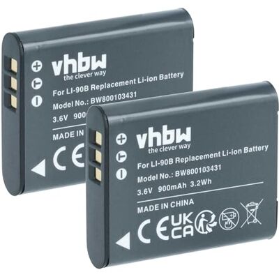 vhbw Lot de 2 batteries compatibles avec les appareils photo Olympus Stylus Tough TG-4 (900 mAh, 3,6 V, Li-Ion) vhbw Lot de 2 batteries compatibles avec les appareils photo Olympus Stylus Tough TG-4 (900 mAh, 3,6 V, Li-Ion)