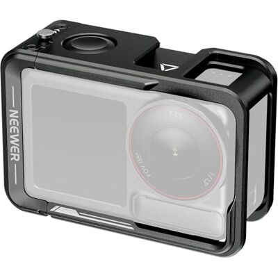 NEEWER Cage de caméra d'action pour Osmo Action 5 Pro/4/3, équipement de protection vidéo en métal avec griffe, filetage 6,35 mm, bouton d'obturation compatible avec adaptateur magnétique DJI Mic NEEWER Cage de caméra d'action pour Osmo Action 5 Pro/4/3, équipement de protection vidéo en métal avec griffe, filetage 6,35 mm, bouton d'obturation compatible avec adaptateur magnétique DJI Mic