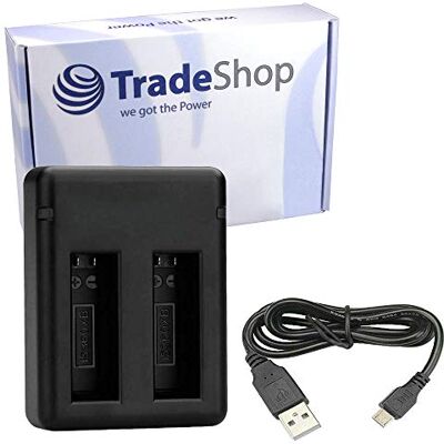 Trade-Shop Chargeur de batterie 2 en 1 BC-IS360XB avec câble micro USB pour batterie IS360XB pour caméra d'action insta360 One X 360° Trade-Shop Chargeur de batterie 2 en 1 BC-IS360XB avec câble micro USB pour batterie IS360XB pour caméra d'action insta360 One X 360°