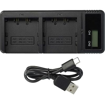 vhbw Double chargeur compatible avec JVC GY-HC500SPC, GY-HC500U, GY-HC550, GY-HC550E Caméscope – Support avec écran vhbw Double chargeur compatible avec JVC GY-HC500SPC, GY-HC500U, GY-HC550, GY-HC550E Caméscope – Support avec écran