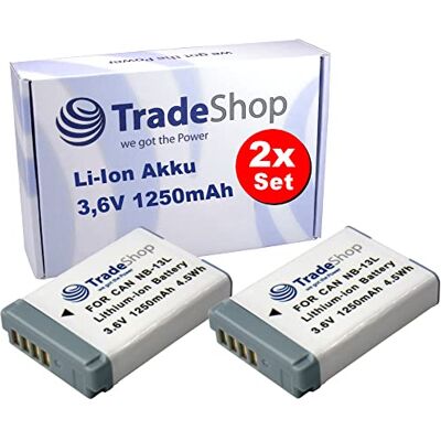 Trade-Shop Lot de 2 batteries Li-ion pour appareil photo 3,6 V/1250 mAh Compatible avec Canon PowerShot SX620 SX720 SX730 SX740 Trade-Shop Lot de 2 batteries Li-ion pour appareil photo 3,6 V/1250 mAh Compatible avec Canon PowerShot SX620 SX720 SX730 SX740