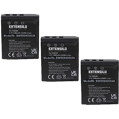 EXTENSILO Lot de 3 batteries compatibles avec les appareils photo Prima DS-588, DS-8330, DS-8340, DS-8650, DS-888, DS-A350 (1250 mAh, 3,7 V, Li-Ion) EXTENSILO Lot de 3 batteries compatibles avec les appareils photo Prima DS-588, DS-8330, DS-8340, DS-8650, DS-888, DS-A350 (1250 mAh, 3,7 V, Li-Ion)
