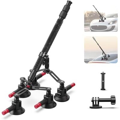 NEEWER Kit support à ventouse pour voiture 5 en 1 compatible avec Insta 360 X5 X4 X3 Insta360 X2 GoPro Max DJI OSMO 360 Action Cam Accessoires, Libération rapide avec perche selfie invisible pour NEEWER Kit support à ventouse pour voiture 5 en 1 compatible avec Insta 360 X5 X4 X3 Insta360 X2 GoPro Max DJI OSMO 360 Action Cam Accessoires, Libération rapide avec perche selfie invisible pour