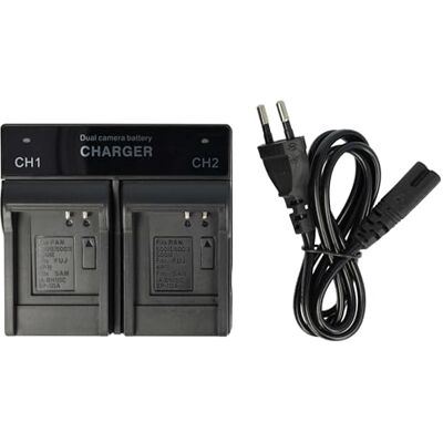 vhbw Double chargeur de batterie compatible avec appareil photo numérique Panasonic SDR-S9E, SDR-S9EG-K, SDR-SW20, caméscope, batterie d'action Cam vhbw Double chargeur de batterie compatible avec appareil photo numérique Panasonic SDR-S9E, SDR-S9EG-K, SDR-SW20, caméscope, batterie d'action Cam