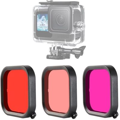 FiTSTILL Filtre de plongée tricolore uniquement pour Go Pro Hero 13/12/11/10/9 Boîtier étanche noir (non compatible avec les boîtiers étanches en alliage d'aluminium) FiTSTILL Filtre de plongée tricolore uniquement pour Go Pro Hero 13/12/11/10/9 Boîtier étanche noir (non compatible avec les boîtiers étanches en alliage d'aluminium)
