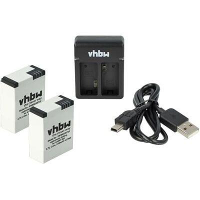 vhbw Kit d'accessoires de charge compatibles avec GoPro AHDBT-201, AHDBT-301, AHDBT-302 Action Cam 2 batteries + double chargeur vhbw Kit d'accessoires de charge compatibles avec GoPro AHDBT-201, AHDBT-301, AHDBT-302 Action Cam 2 batteries + double chargeur