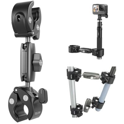 TELESIN Support de serrage en aluminium robuste de 9 mm à 38 mm Double griffe de crabe à 360 degrés Pour GoPro, Insta360, DJI et autres caméras d'action TELESIN Support de serrage en aluminium robuste de 9 mm à 38 mm Double griffe de crabe à 360 degrés Pour GoPro, Insta360, DJI et autres caméras d'action