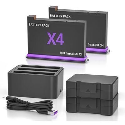 NATNO Lot de 2 batteries de rechange pour Insta360 X4 et chargeur rapide triple X4 compatible avec appareil photo Insta 360 X4 NATNO Lot de 2 batteries de rechange pour Insta360 X4 et chargeur rapide triple X4 compatible avec appareil photo Insta 360 X4