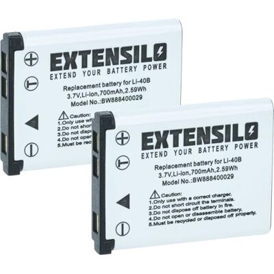 EXTENSILO Lot de 2 batteries compatibles avec Agfa Agfaphoto Optima 830 UW Appareil photo (700 mAh, 3,7 V, Li-Ion) EXTENSILO Lot de 2 batteries compatibles avec Agfa Agfaphoto Optima 830 UW Appareil photo (700 mAh, 3,7 V, Li-Ion)