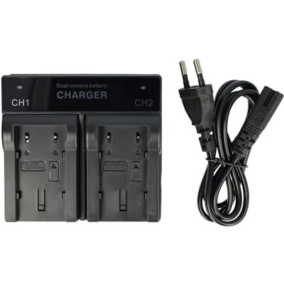 vhbw Double chargeur compatible avec JVC GR-D825, GR-D860, GS-TD1, GS-TD1BEU, GS-TD1EU, GY-HM100 Caméscope Action Cam Batterie Station de charge vhbw Double chargeur compatible avec JVC GR-D825, GR-D860, GS-TD1, GS-TD1BEU, GS-TD1EU, GY-HM100 Caméscope Action Cam Batterie Station de charge