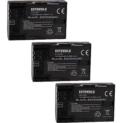 EXTENSILO 3X Batteries Remplacement pour Canon LP-E6N pour Appareil Photo, Reflex numérique (2000mAh, 7,4V, Li-ION) EXTENSILO 3X Batteries Remplacement pour Canon LP-E6N pour Appareil Photo, Reflex numérique (2000mAh, 7,4V, Li-ION)