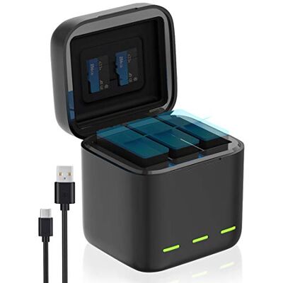 Jeebel Chargeur Batterie pour GoPro Hero 12/11/10/9 Black — 3-Canaux Adaptateur de Boîte Compact avec Charge Rapide 2,4A & Câble USB-C — Compatible avec Batterie d’Origine GoPro Hero (Sans Batterie) Jeebel Chargeur Batterie pour GoPro Hero 12/11/10/9 Black — 3-Canaux Adaptateur de Boîte Compact avec Charge Rapide 2,4A & Câble USB-C — Compatible avec Batterie d’Origine GoPro Hero (Sans Batterie)