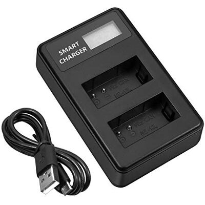 fittings4you Double chargeur LCD compatible pour 2 x batteries Canon NB-10L effet anti-mémoire LC9109 fittings4you Double chargeur LCD compatible pour 2 x batteries Canon NB-10L effet anti-mémoire LC9109