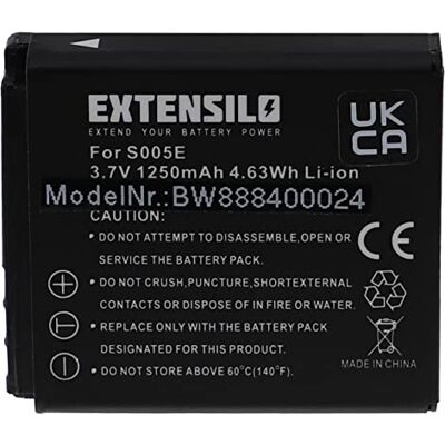 EXTENSILO Batterie Remplacement pour Panasonic DMW-BCC12, CGA-S005E, CGA-S005E/1B pour Appareil Photo, Reflex numérique (1250mAh, 3,7V, Li-ION) EXTENSILO Batterie Remplacement pour Panasonic DMW-BCC12, CGA-S005E, CGA-S005E/1B pour Appareil Photo, Reflex numérique (1250mAh, 3,7V, Li-ION)